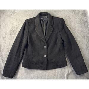 Tousers Etc Women's Blazer Jacket Size 10 Black Woven Wool Blend Career